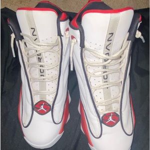 air jordan pro strong .! size:7y. black white and red jordan’s .